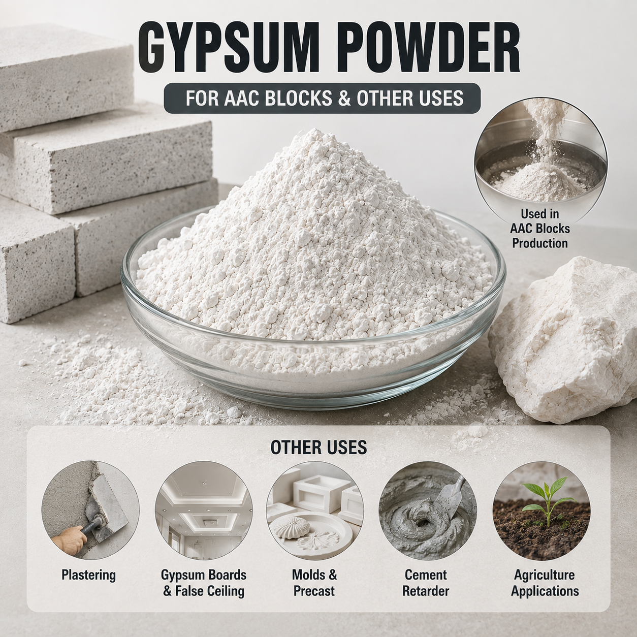 Gypsum Powder for AAC Blocks